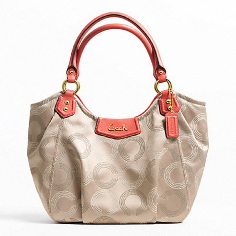 HTF COACH ASHLEY DOTTED OP ART SHOULDER TOTE - Picture 14 of 16